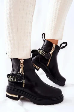 Hot Klasyczne Botki Z Paskiem Czarne Lorie Damskie Czarne Botki|Botki Płaskie