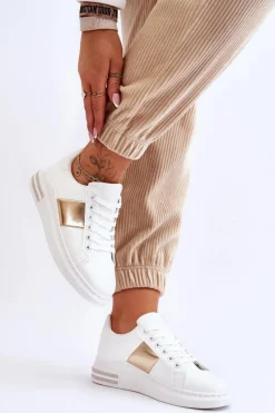 Clearance Boto Klasyczne Buty Sportowe Biało-Złote Follow Me