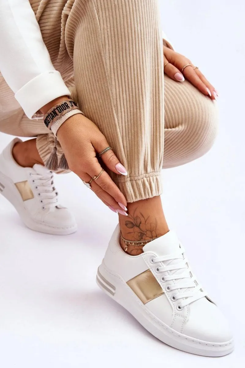 Clearance Boto Klasyczne Buty Sportowe Biało-Złote Follow Me