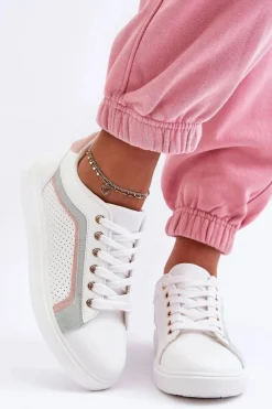 Buty Sportowe Na Platformie|Sneakersy Damskie>Boto Klasyczne Buty Sportowe Damskie Biało-Różowe Amaranti