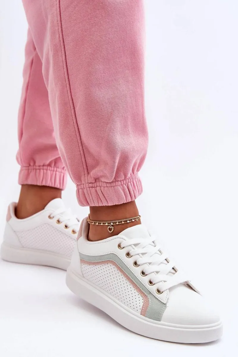 Buty Sportowe Na Platformie|Sneakersy Damskie>Boto Klasyczne Buty Sportowe Damskie Biało-Różowe Amaranti