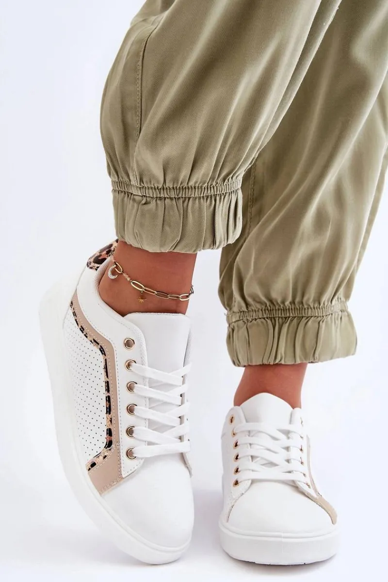 Buty Sportowe Na Platformie|Sneakersy Damskie>Boto Klasyczne Buty Sportowe Damskie Biało-Beżowe Amaranti