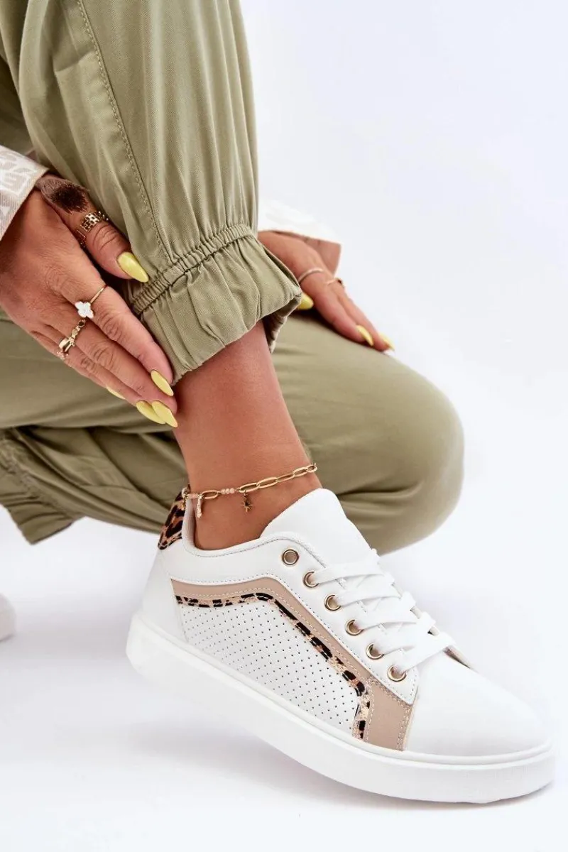 Buty Sportowe Na Platformie|Sneakersy Damskie>Boto Klasyczne Buty Sportowe Damskie Biało-Beżowe Amaranti