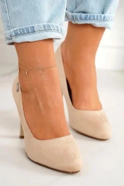 Discount Klasyczne Czółenka Na Słupku Zamszowe Beżowe Eliana Damskie Czółenka Na Słupku