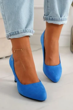 Best Boto Klasyczne Czółenka Na Słupku Zamszowe Niebieskie Eleanor