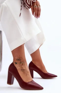 Czółenka Na Słupku|Czółenka Klasyczne>Boto Klasyczne Czółenka Na Słupku Bordowe Odessa