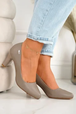 Hot Boto Klasyczne Czółenka Na Słupku Cappuccino Eleanor