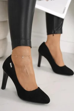 Best Klasyczne Czółenka Na Słupku Zamszowe Czarne Eleanor Damskie Czółenka Na Słupku