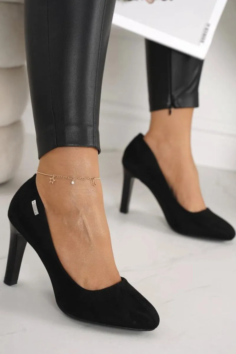 Best Klasyczne Czółenka Na Słupku Zamszowe Czarne Eleanor Damskie Czółenka Na Słupku