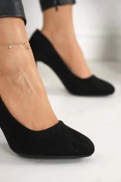 Best Klasyczne Czółenka Na Słupku Zamszowe Czarne Eleanor Damskie Czółenka Na Słupku