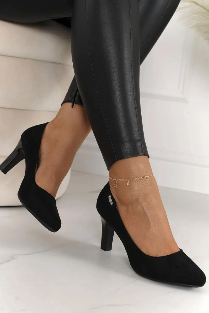 Best Klasyczne Czółenka Na Słupku Zamszowe Czarne Eleanor Damskie Czółenka Na Słupku