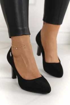 Best Klasyczne Czółenka Na Słupku Zamszowe Czarne Eleanor Damskie Czółenka Na Słupku