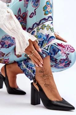 Boto Klasyczne Czółenka W Szpic Na Słupku Czarne My Love