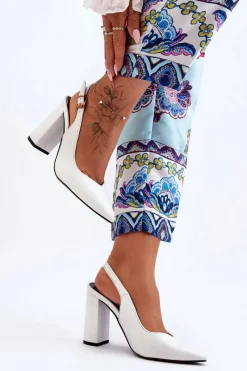 New Klasyczne Czółenka W Szpic Na Słupku Białe My Love Damskie Czółenka Na Słupku|Czółenka Klasyczne