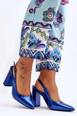 Clearance Klasyczne Czółenka W Szpic Na Słupku Niebieskie My Love Damskie Czółenka Klasyczne|Czółenka Na Słupku