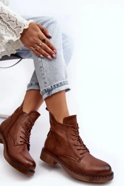 Botki Sznurowane|Brązowe I Beżowe Botki><noscript><img width=