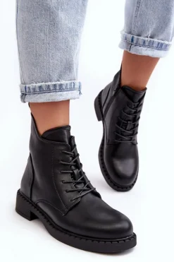 Botki Sznurowane|Czarne Botki><noscript><img width=