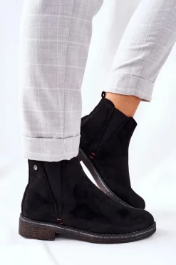 New Klasyczne Damskie Botki Sztyblety Zamszowe Czarne Heather Damskie Czarne Botki|Botki Zimowe Damskie