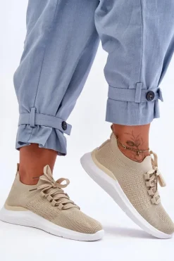 Boto Klasyczne Damskie Buty Sportowe Beżowe Nikilla