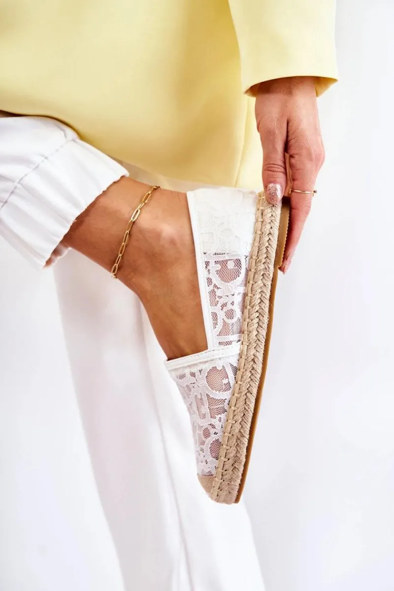 Czarne Espadryle>Damskie buty S.Barski Klasyczne Damskie Espadryle Ażurowe Białe Catris