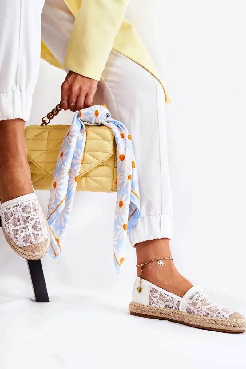 Czarne Espadryle>Damskie buty S.Barski Klasyczne Damskie Espadryle Ażurowe Białe Catris