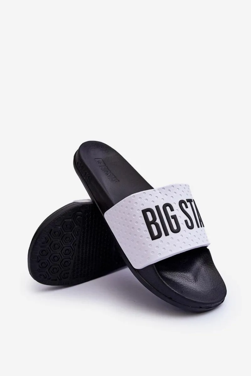 Sale Big Star Shoes Klasyczne Damskie Klapki Big Star MM274713 Biało-Czarne