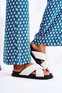 New Klasyczne Damskie Klapki Skórzane Białe Daron Damskie Klapki Damskie Klasyczne