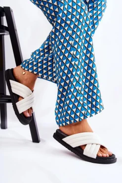 New Klasyczne Damskie Klapki Skórzane Białe Daron Damskie Klapki Damskie Klasyczne