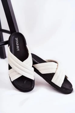 New Klasyczne Damskie Klapki Skórzane Białe Daron Damskie Klapki Damskie Klasyczne