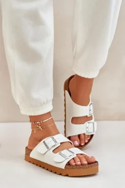 Sale Big Star Shoes Klasyczne Damskie Klapki Big Star LL274480 Białe Biały