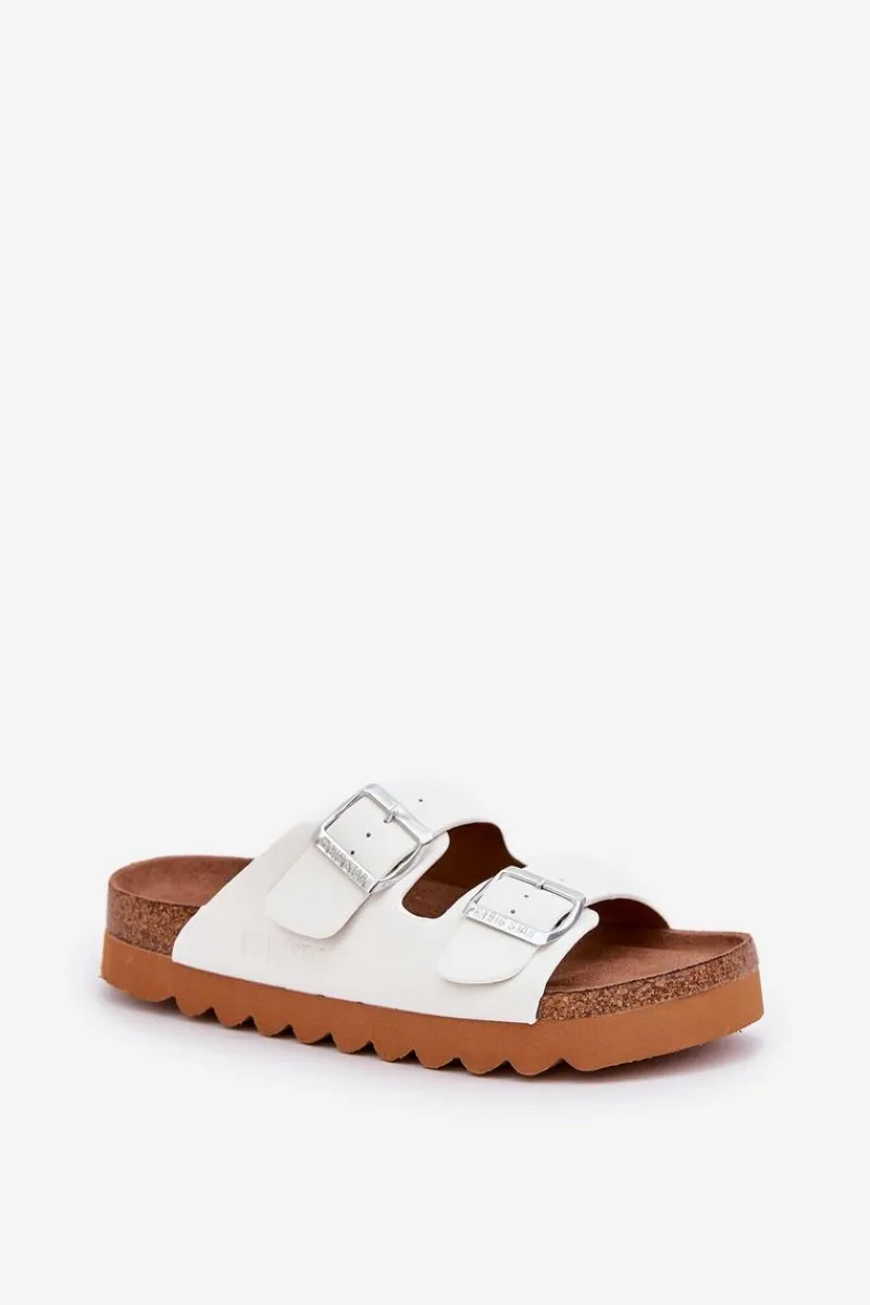 Sale Big Star Shoes Klasyczne Damskie Klapki Big Star LL274480 Białe Biały