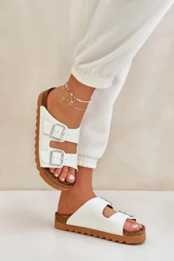 Sale Big Star Shoes Klasyczne Damskie Klapki Big Star LL274480 Białe Biały