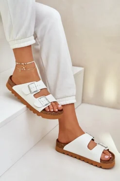 Sale Big Star Shoes Klasyczne Damskie Klapki Big Star LL274480 Białe Biały