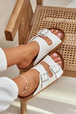 Sale Big Star Shoes Klasyczne Damskie Klapki Big Star LL274480 Białe Biały