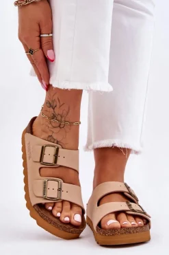 Best Klasyczne Damskie Klapki Big Star LL274478 Beżowe Damskie Klapki Damskie Big Star|Klapki Damskie Klasyczne