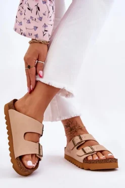 Best Klasyczne Damskie Klapki Big Star LL274478 Beżowe Damskie Klapki Damskie Big Star|Klapki Damskie Klasyczne