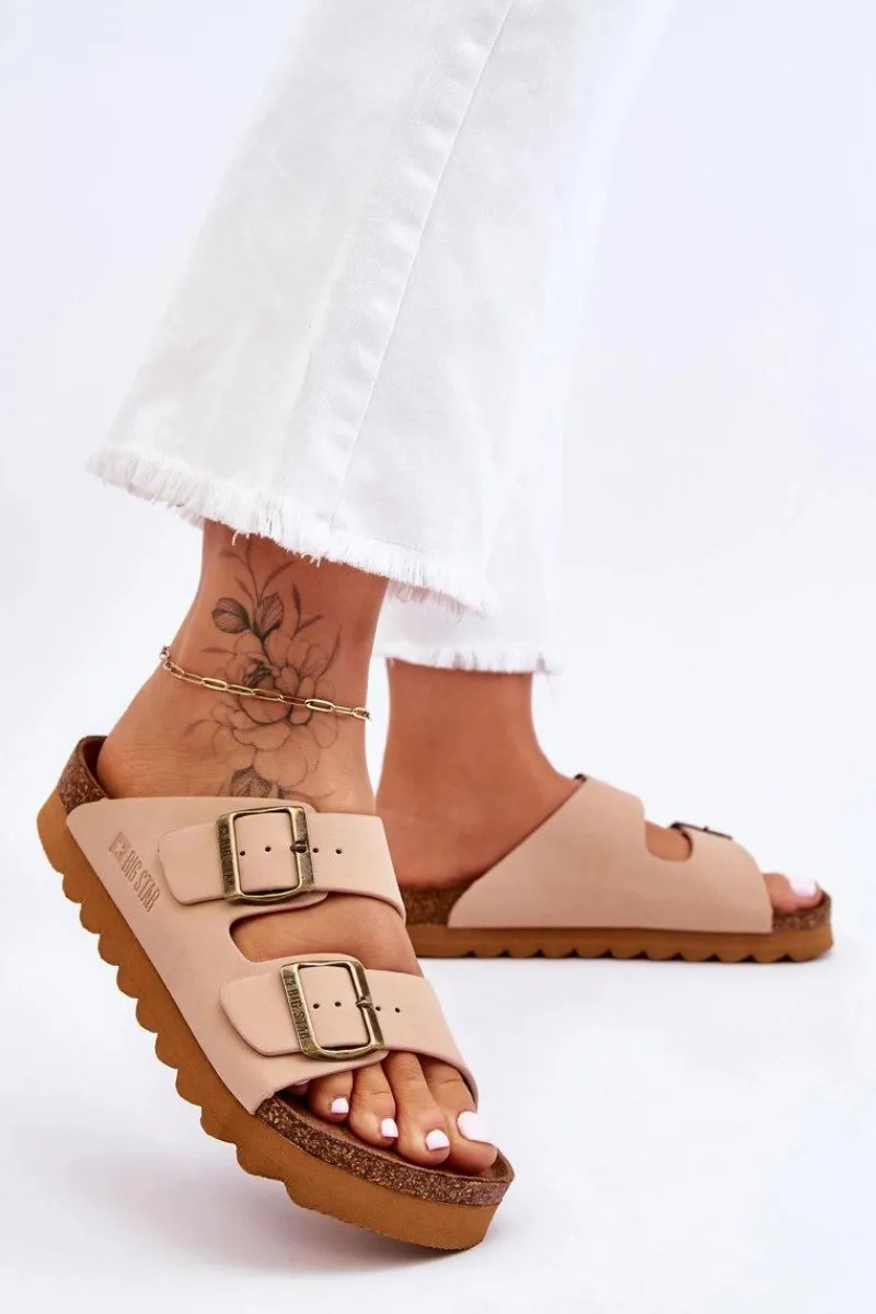 Best Klasyczne Damskie Klapki Big Star LL274478 Beżowe Damskie Klapki Damskie Big Star|Klapki Damskie Klasyczne