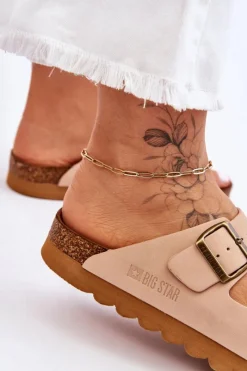 Best Klasyczne Damskie Klapki Big Star LL274478 Beżowe Damskie Klapki Damskie Big Star|Klapki Damskie Klasyczne