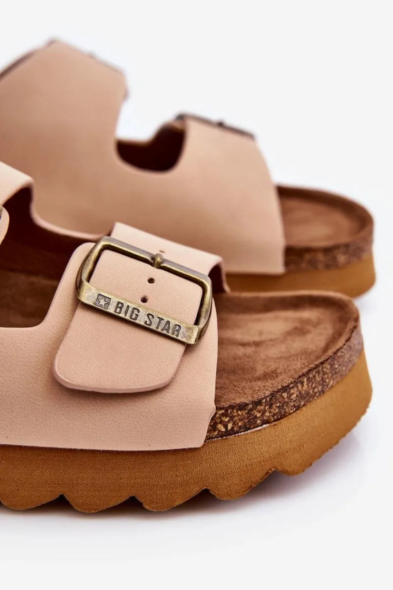 Best Klasyczne Damskie Klapki Big Star LL274478 Beżowe Damskie Klapki Damskie Big Star|Klapki Damskie Klasyczne