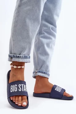 Klapki Damskie Big Star|Klapki Damskie Klasyczne>Big Star Shoes Klasyczne Damskie Klapki Big Star MM274714 Granatowe
