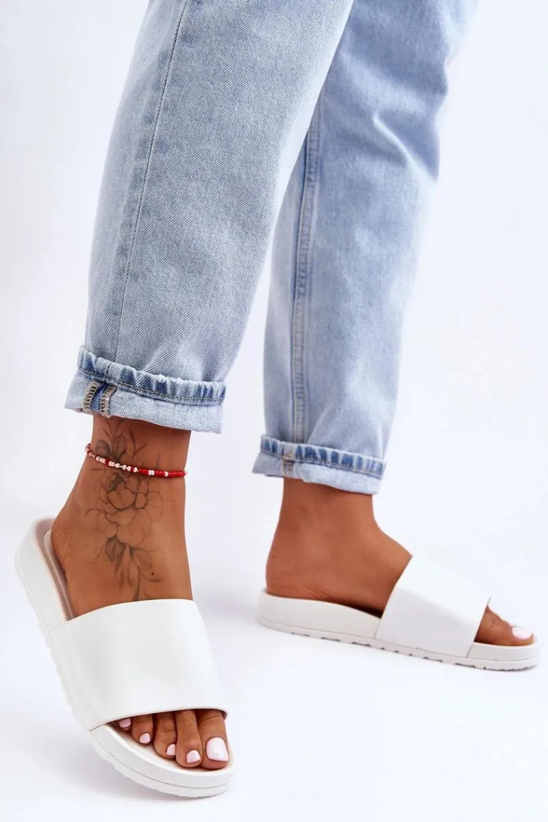 Discount Boto Klasyczne Damskie Klapki Białe Rolien