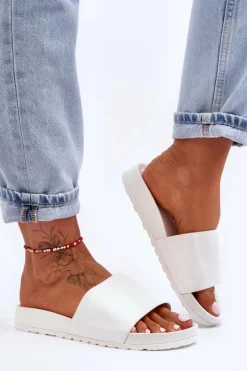 Discount Boto Klasyczne Damskie Klapki Białe Rolien