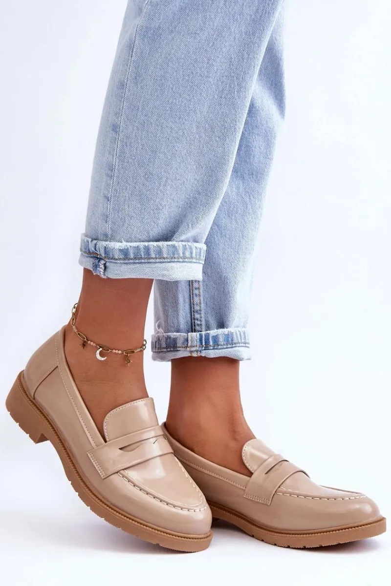 Mokasyny Damskie Skórzane|Mokasyny Na Platformie>Boto Klasyczne Damskie Mokasyny Beżowe Faradays
