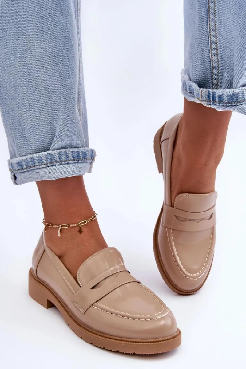 Mokasyny Damskie Skórzane|Mokasyny Na Platformie>Boto Klasyczne Damskie Mokasyny Beżowe Faradays