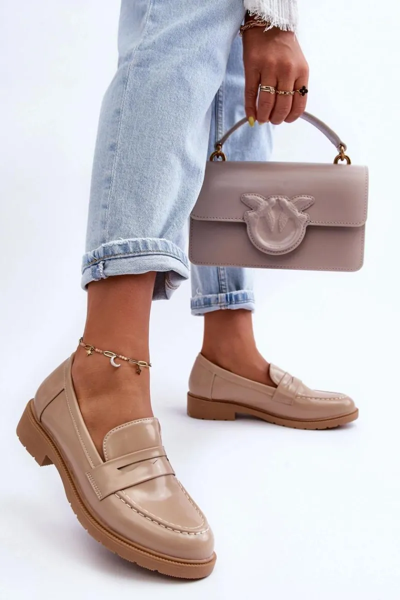 Mokasyny Damskie Skórzane|Mokasyny Na Platformie>Boto Klasyczne Damskie Mokasyny Beżowe Faradays
