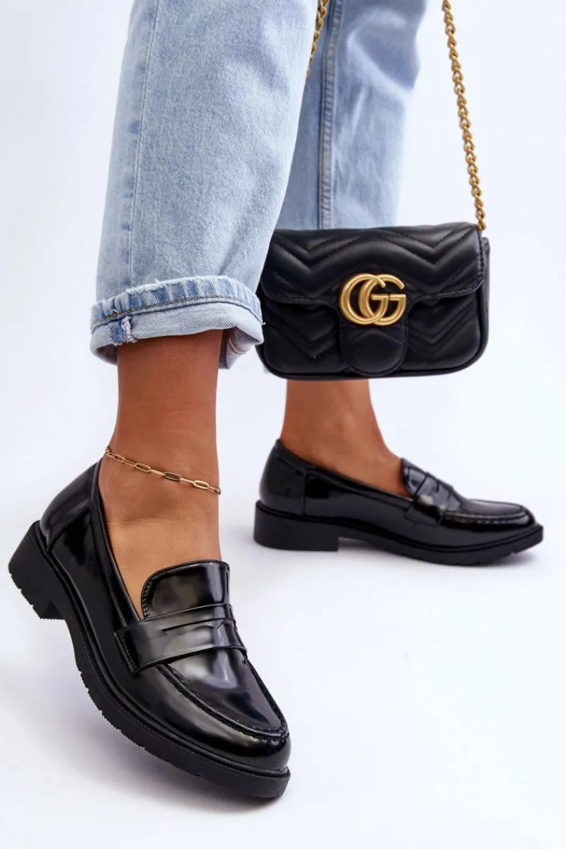 New Boto Klasyczne Damskie Mokasyny Czarne Faradays