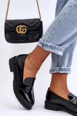 New Boto Klasyczne Damskie Mokasyny Czarne Faradays