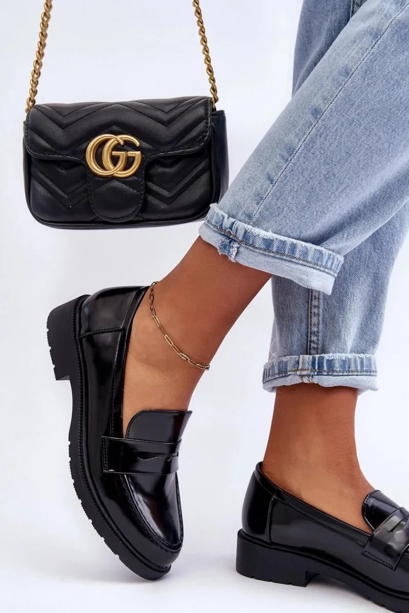 New Boto Klasyczne Damskie Mokasyny Czarne Faradays