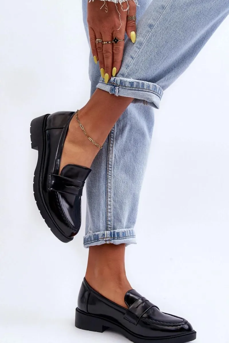 New Boto Klasyczne Damskie Mokasyny Czarne Faradays