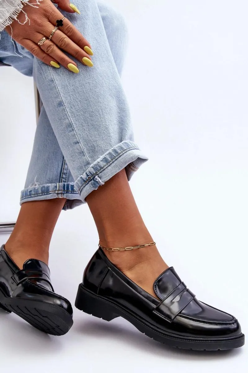 New Boto Klasyczne Damskie Mokasyny Czarne Faradays